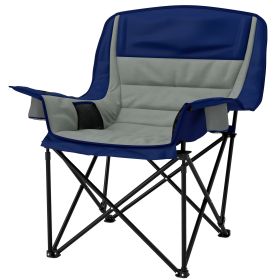 Padded Camping Chair for Adults, Portable Folding Camping Chair with Side Pockets, Cup Holders, Carry Bag, Light Gray