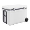 Portable Cooler, 45 QT Wheeled Cooler with Ice Retention, Heavy-Duty Handles and Cup Holder, Lightweight Rigid Material Insulated Portable Cooler