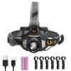 Headlamp, Bright LED Rechargeable Headlight, Lightweight Head Flashlight with 16 Lighting Modes, Adjustable Headband & 90° Angle