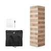 Tumbling Timber Toy, 54 Blocks Medium Tumble Tower Blocks Game, Pine Wood Tumbling Tower Game with Carry Bag and Scoreboard, Wooden Stacking Game