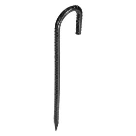 Rebar Stakes, 12-Inch, Heavy-Duty 0.4 in Diameter J Hook, Galvanized Steel Ground Anchors with Chisel Point End & Rust-Resistant Coating