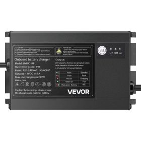 VEVOR Marine Battery Charger, 1-Bank, 5A 12V Onboard Boat Charger, IP68 Waterproof Smart On-Board Battery Charger, for Lithium-Ion (LiFePO4), NCM