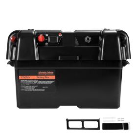 Battery Box, Group 24/27 Trolling Motor Battery Box, 12V/24V Marine Batteries Case with PP Shell and Dual Straps, Smart Batteries Case