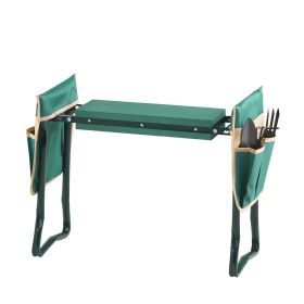 Garden Kneeler and Seat, 6 in Wide Kneeling Pad, Heavy Duty Garden Kneeling Stool, Folding Garden Seat with 2 Tool Bags, Relieve Knee & Back Pain