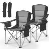 Oversized Camping Chairs, 450 lbs Heavy Duty Support, Portable Folding Camp Chairs with Padded Backrest & Armrests, Cup Holder & Side Pocket
