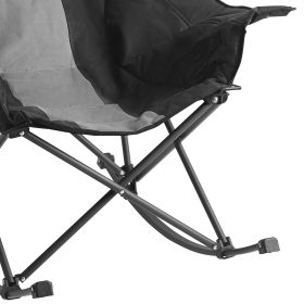 Rocking Camping Chair, Portable Folding Rocker, Heavy-Duty Lawn Chair Recliner with Cupholder & Pocket, Supports 225lbs