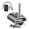 Dual Fuel Pizza Oven Outdoor, 12 in Wood Fire & Propane Gas Pizza Oven, Pellet & Propane Pizza-Maker with Thermometer
