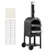 Outdoor Pizza Oven, 12" Pellet Fire Ovens, 2-Layer Pizza Oven Wood Fired, Wood Burning Outdoor Pizza-Oven with 2 Removable Wheels