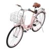 VEVOR Cruiser Bike, 1-Speed, 26-Inch Pink Beach Cruiser Bike with Large Capacity Basket and Rear Rack