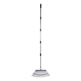 Leaf Rake, 25 Metal Tines, Adjustable Garden Rake for Lawns with 18.3 Inch Wide Head & 36.4-72.8 Inch Long Handle