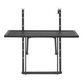 Balcony Hanging Table, 19 x 24 in Metal Folding Balcony Railing Table, Outdoor Balcony Bar Table for Railings, 5-Level Adjustable