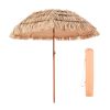 Tiki Umbrella, 6 ft Thatched Patio Umbrella with Tilt, Hawaiian Style Beach Parasol with Durable PP Thatch and 8 Metal Ribs
