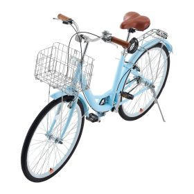 VEVOR Cruiser Bike, 1-Speed, 26-Inch Light Blue Beach Cruiser Bike with Large Capacity Basket and Rear Rack