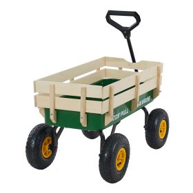Pull-Along Wagon for Kids, 39 in Toddler Wagons with Foldable Wooden Panel & Handle, Supports up to 551 lbs, 10" All-Terrain Tires