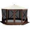 Gazebo Screen Tent, 12 x 12 ft, 6 Sided Pop-up Camping Canopy Shelter Tent with Mesh Windows, Portable Carry Bag, Ground Stakes