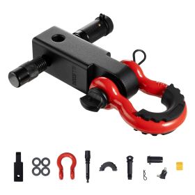 Shackle Hitch Receiver, Fits 2" Receivers, 66000 lbs Breaking Strength, D Ring Shackle with Trailer Hitch Lock Pin