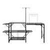 Camping Kitchen Table, One-piece Folding Portable Cook Station with A Carrying Bag, Long Aluminum Camping Table 3 Side Tables