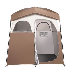 Camping Shower Tent, 83" x 42" x 83" 2 Rooms Oversize Outdoor Portable Shelter, Privacy Tent with Detachable Top, Pockets