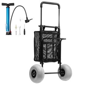 Beach Dolly with Big Wheels for Sand, 20.1" x 14.6" Cargo Deck, w/ 9" Balloon Wheels