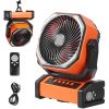 Portable Fan Rechargeable 9 inch, Battery Powered Fan with LED Lantern, 4 Speeds Adjustable & 45°/90°Automatic Swivel & Timer