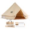 Canvas Bell Tent, 4 Seasons 4 m/13.12 ft Yurt Tent, Canvas Tent for Camping with Stove Jack, Breathable Tent Holds up to 6 People