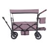Wagon Stroller for 2 Kids, Push Pull Quad Collapsible Stroller with Adjustable Handle, Encircling Harness Removable Canopy,4 Wheels w/ Brakes