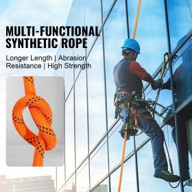Dual-Weave Polyester Cord, 1/2 inch x 220 feet, 48-Strand, 8000 LBS Tensile Strength, Multi-Use Outdoor Rope for Camping, Swinging, Rappelling