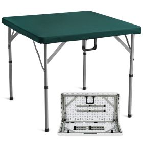 Mahjong Table, Fold-in-Half 4 Player Card Table with Wear-Resistant Green Tabletop