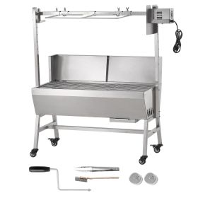 Rotisserie Grill with Windscreen, BBQ Whole Pig Lamb Goat Charcoal Spit Grill, 35 Inch 90 Lbs Capacity