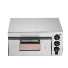 Commercial Pizza Oven Countertop, 14-Inch Single Deck Layer, Stainless Steel Electric Pizza Oven with Stone and Handle