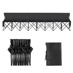 Portable Folding Bench, 8 Seat Foldable Soccer Bench with Side Pockets and Carrying Bag, Lightweight Sideline Seating with Back Rest for Football
