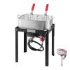 18 Qt Fish and Wing Fryer with Double Basket, Aluminum Propane Fish Fryer Kit, Outdoor Deep Fryer Seafood Pot with Thermometer and 58