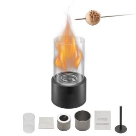 Tabletop Fire Pit, 6 inch Metal Tabletop Fireplace Indoor Outdoor Decor, Portable Rubbing Alcohol Burner Smores Maker with Glass