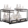 2 Tier Pull Out Cabinet Organizer(10.7"W x 14.2"D ), Under Sink Organizer and Storage, Slide Out Drawer Cabinet Organizer, Wire Basket Shelf