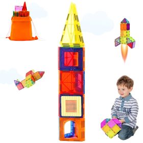 Magnetic Tiles, 55 PCS Magnetic Building Blocks for Kids, Magnet Building Set with Car Base & 16 Digital Cards