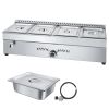 4-Pan Commercial Propane Steam Table, LP Gas Outdoor Soup Warmer with Drain Valve, Stainless Steel Propane Food Warmer with Adjustable Temperature
