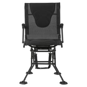 Hunting Chair, 360° Silent Swivel, Foldable Portable Blind Chair, Heavy-Duty Steel Frame Ground Stool Seat, with Armrests, Adjustable Carry Strap