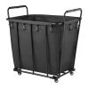Laundry Cart, Rolling Grocery Utility Cart with Waterproof Liner & Swivel Wheels, 260 LBS Large Load Capacity, Heavy Duty Shopping Basket for Laundry