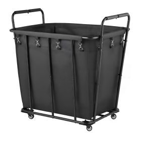 Laundry Cart, Rolling Grocery Utility Cart with Waterproof Liner & Swivel Wheels, 260 LBS Large Load Capacity, Heavy Duty Shopping Basket for Laundry