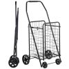 Shopping Cart, Folding Grocery Utility Cart with Swivel Wheels, 90 LBS Large Load Capacity, Heavy Duty Rolling Laundry Basket Butler for Laundry