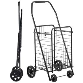 Shopping Cart, Folding Grocery Utility Cart with Swivel Wheels, 90 LBS Large Load Capacity, Heavy Duty Rolling Laundry Basket Butler for Laundry