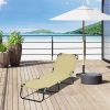 Folding Chaise Lounge Pool Chairs, Outdoor Sun Tanning Chairs with 5-Level Reclining Back, Steel Frame for Beach, Yard, Patio, Beige
