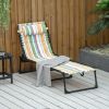 Folding Chaise Lounge Pool Chair with 4-Position Reclining Back, Pillow, Breathable Mesh & Bungee Seat, Rainbow Striped