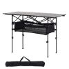 Folding Camping Table, Portable Roll Up Side Tables, Lightweight Aluminum Beach Table with Adjustable Height, Large Storage Bag and Carry Bag
