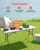 VEVOR Folding Table, 6 Ft Heavy Duty Portable Fold-in-Half Utility Table, Indoor Outdoor Plastic Rectangle Table with Built in Handle, for Party