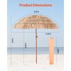 Tiki Umbrella, 6 ft Thatched Patio Umbrella with Tilt, Hawaiian Style Beach Parasol with Durable PP Thatch and 8 Metal Ribs