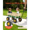 Pull-Along Wagon for Kids, 39 in Toddler Wagons with Foldable Wooden Panel & Handle, Supports up to 551 lbs, 10" All-Terrain Tires