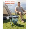 Portable Toilet for Camping, 350 lbs Weight Capacity, Stainless Steel Foldable Camp Travel Toilet with Soft Seat for Adults, Suitable for Truckers