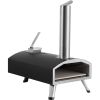 Portable Outdoor Oven, 12-inch Pizza Oven, Pellet & Chips & Charcoal Tri-Fuel, Iron Spray Pizza Grill, Includes Pizza Stone, Waterproof Cover, Shovel