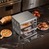 Commercial Pizza Oven Countertop, 14-Inch Double Deck Layer, Stainless Steel Electric Pizza Oven with Stone and Handle